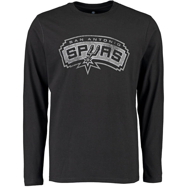 NBA Men San Antonio Spurs Distressed Long Sleeve TShirt  Black->->Sports Accessory
